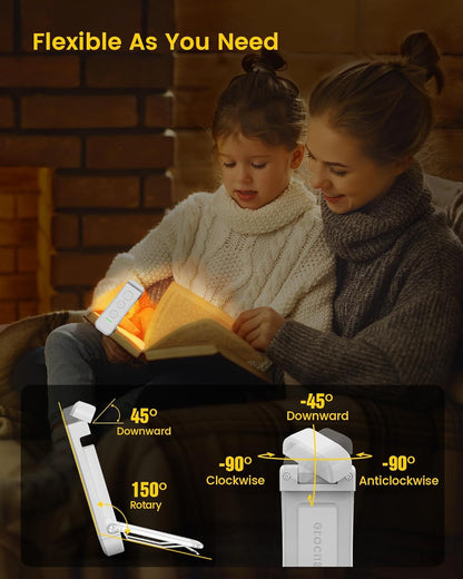 Reading Light Book Light Clip On, Eye Caring Reading Lights for Books in Bed, 3 Colours & 5 Brightness Dimmable, Portable & Flexible, Long Lasting up to 80 Hrs, Perfect for Book Lover