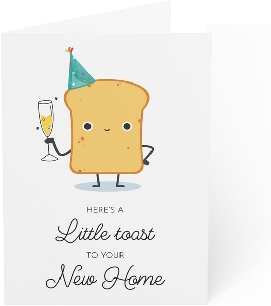 New Home Greeting Card - Toast Illustration - 6 X 8 Inch - Made in UK