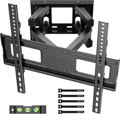 TV Wall Mount for 23-70 Inch LED LCD, Swivels Tilts Extends Double Arm Full Motion TV Wall Bracket Holds up to 45Kg, Includes HDMI Cable, Spirit Level, Max VESA 400X400Mm