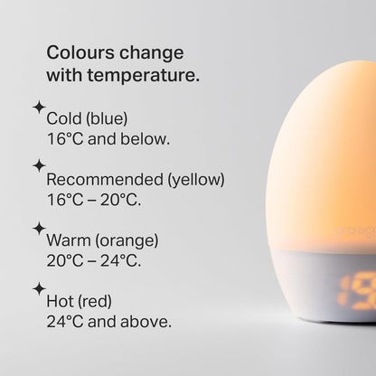 Groegg2 Digital Colour-Changing Nursery Thermometer and Nightlight, Usb-Powered, Digital Temperature Display