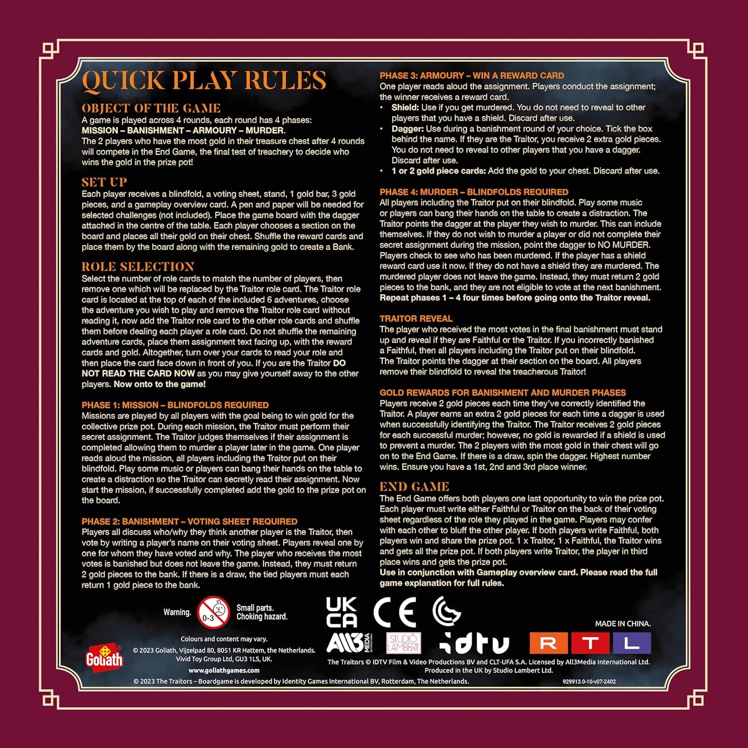 Games Presents: the Traitors - Official Board Game | Based on the Hit BBC Show | Can the Faithfuls Catch the Traitor? | for 4-6 Players | Ages 12+