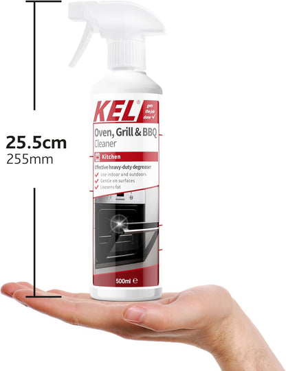 - Oven, Grill, & BBQ Cleaner Spray, Removes Baked on Food & Burnt-In Grease Fast, for Kitchen & Outdoors - 500Ml
