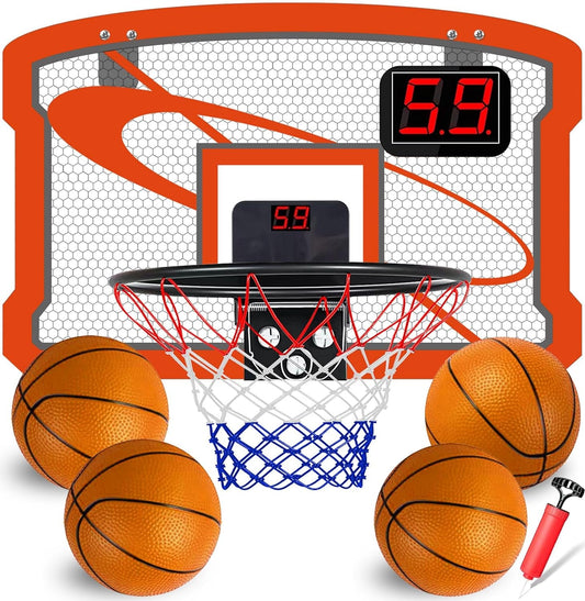 Mini Basketball Hoop Toys for Kids Age 3 5 6 7 8 9 10 Year Old Indoor Basketball Hoop over the Door with Automatic Scoring 4 Balls for Door Bedroom Wall Mounted Outdoor Sport Toy Gifts for Boys