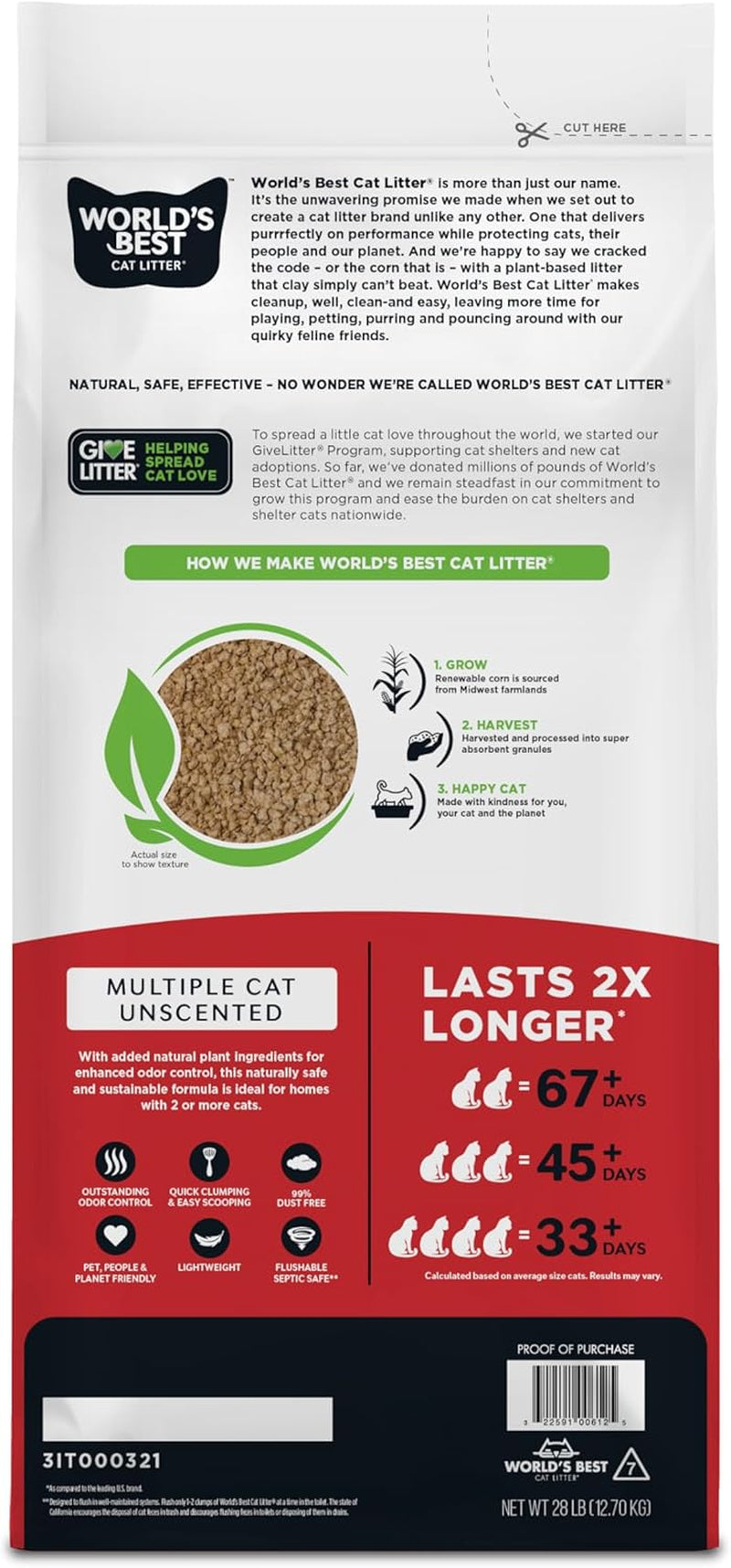 28Lb,Multiple Cat Unscented, 12.7 Kg (Pack of 1)
