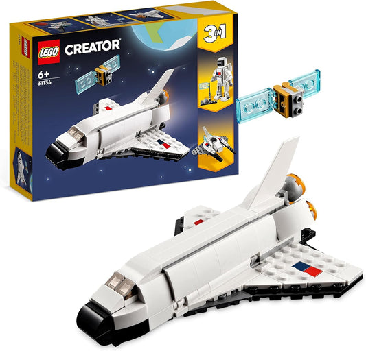 31134 Creator 3 in 1 Space Shuttle Toy to Astronaut Figure to Spaceship, Building Toys for Kids, Boys, Girls Aged 6 and Up, Creative Gift Idea