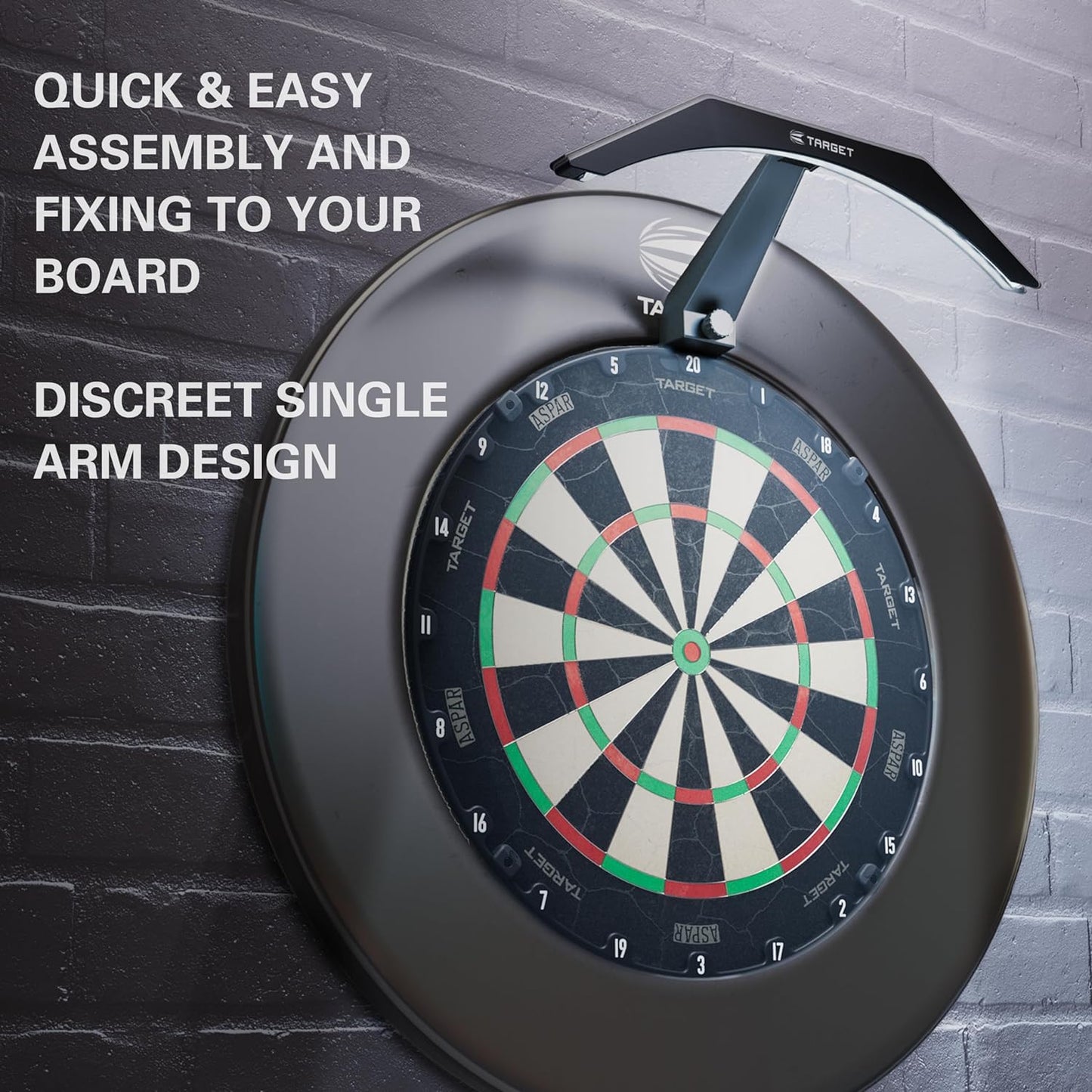 Darts LED Dartboard Light - Bright Dart Board Lighting for the Whole Board | Extra Long 3M Cable | Securely Fits All Dart Boards | Easy Assembly | Professional Darts Accessories