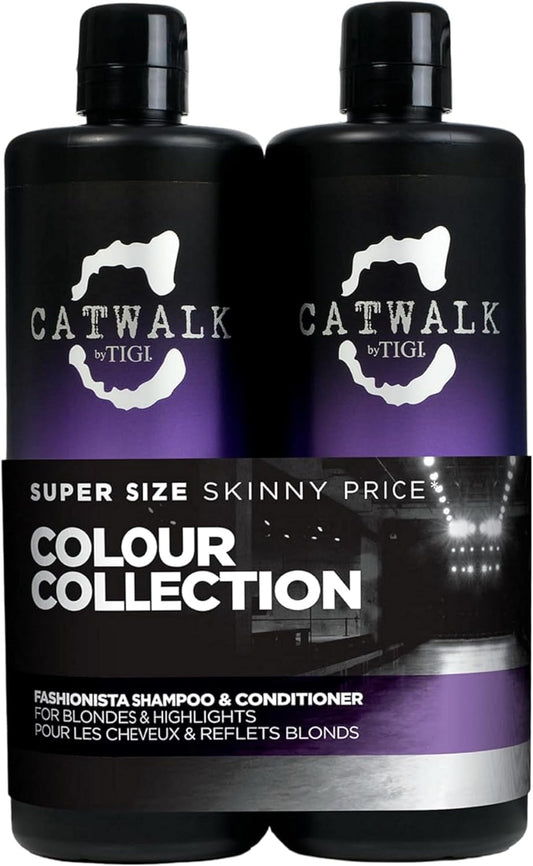 Catwalk by TIGI - Fashionista Purple Shampoo and Conditioner Set - Professional Blonde Enhancing Hair Treatment - Ideal for Blonde Hair - 2X750Ml
