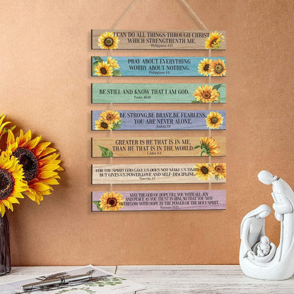 Bible Verse Wood Sign,Sunflower Christian Wall Art,(1.5"X12"), Bible Gift Set Ordination Gifts the Chosen Gifts,Baptism Christian Gifts for Women Inspirational Plaque Sign for Home,Office Decor