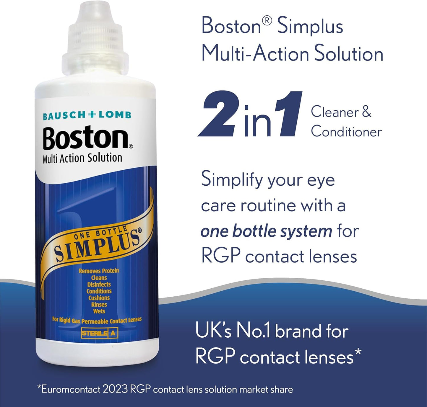 Simplus Multi-Action Solution, 4X 120Ml Contact Lens Solution for Rigid Gas Permeable Contact Lenses - Clean, Disinfect & Condition with 4X Lens Cases
