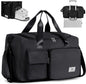 Womens Mens Sports Gym Bag Duffle Bag with Shoes Compartment, Weekend Travel Bag Overnight Bag for Women, Water Resistant Holdall Hospital Bag for Swimming Black