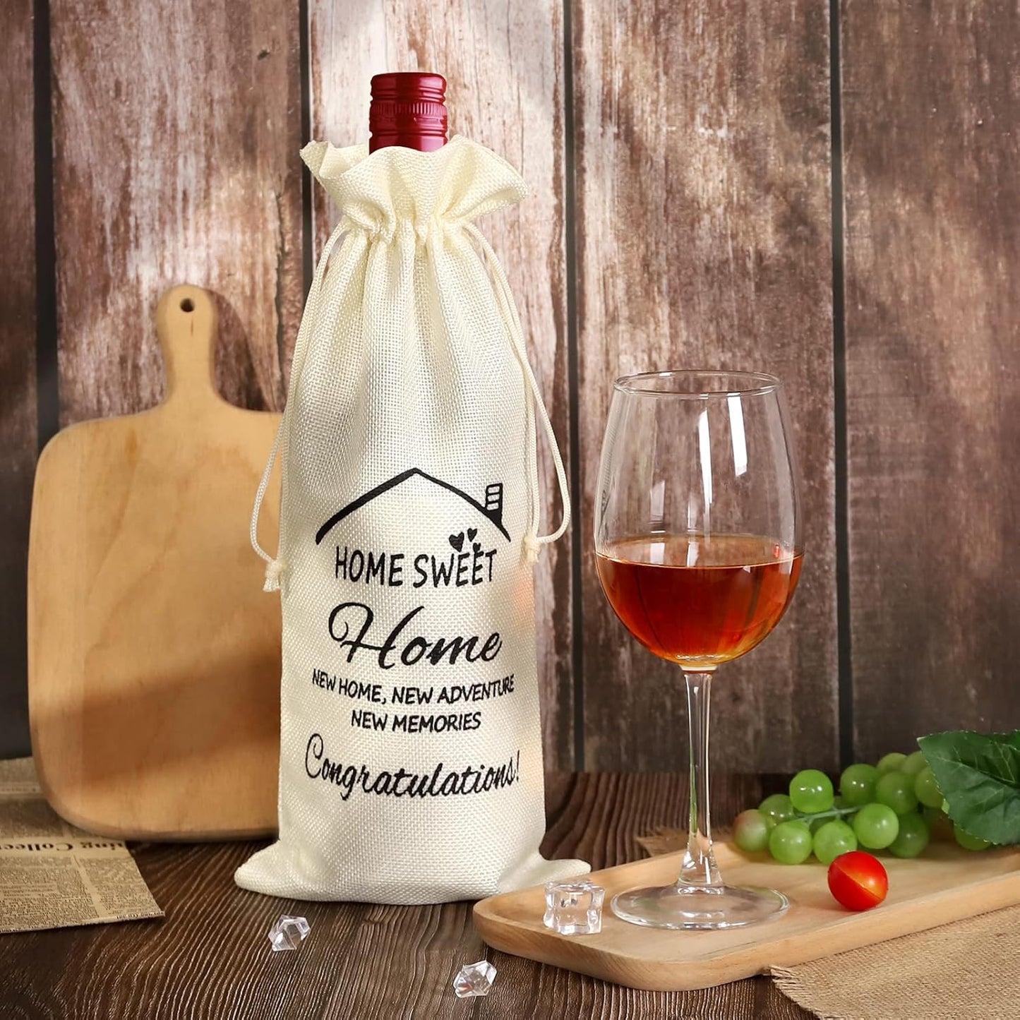 New Home Gifts Bags, Wine Gift Bag with Drawstring, House Warming Gifts New Home, New Home Gifts for Couple, Women, Men, Champagne Gift Bag