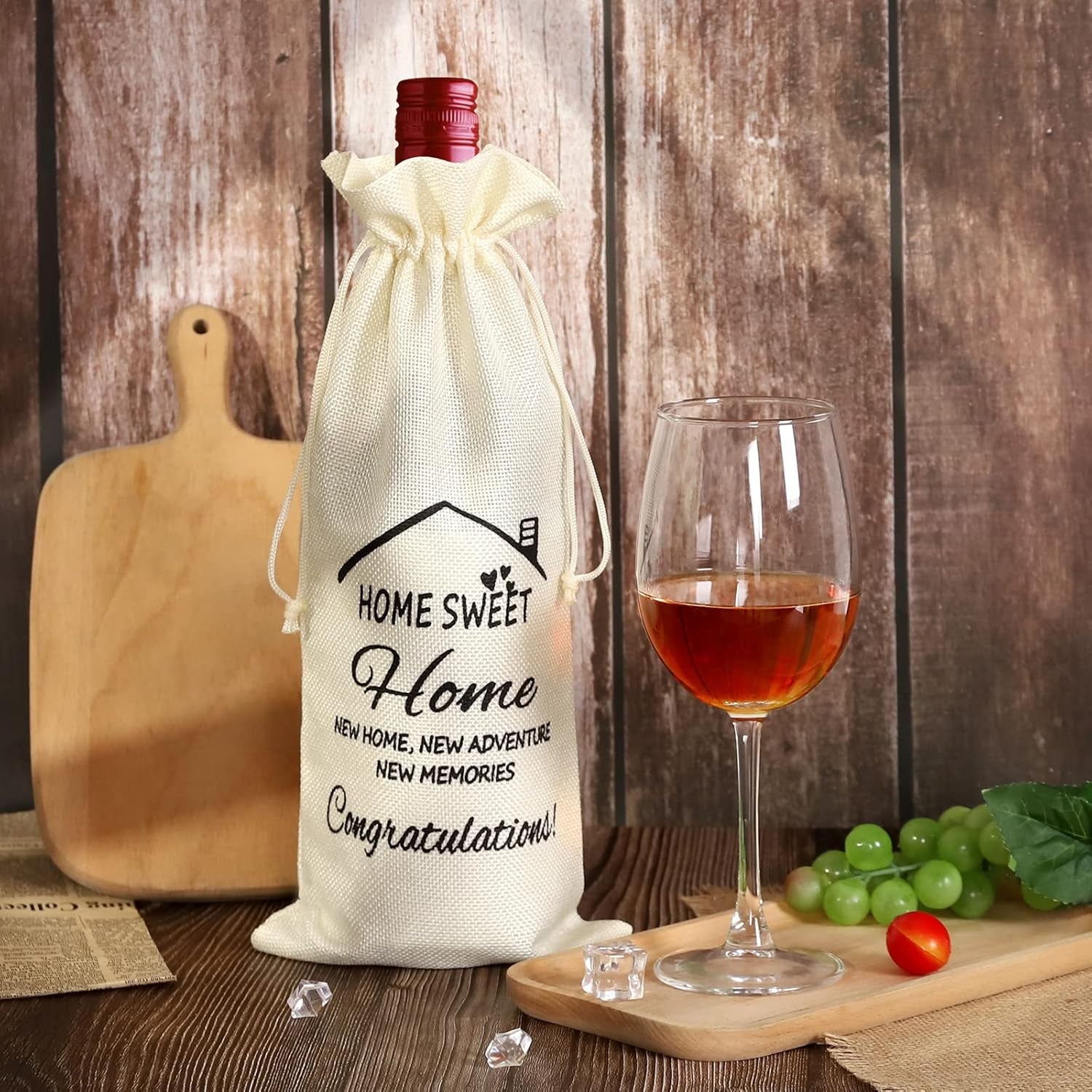 New Home Gifts Bags, Wine Gift Bag with Drawstring, House Warming Gifts New Home, New Home Gifts for Couple, Women, Men, Champagne Gift Bag