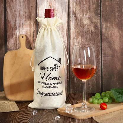 New Home Gifts Bags, Wine Gift Bag with Drawstring, House Warming Gifts New Home, New Home Gifts for Couple, Women, Men, Champagne Gift Bag