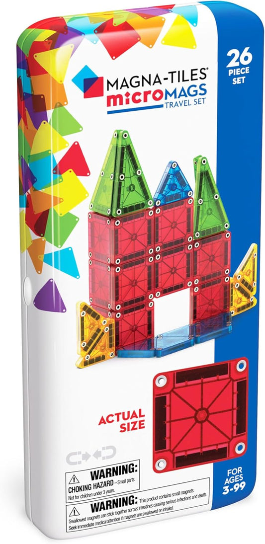 Micromags 26-Piece Travel Magnetic Construction Set – Bold Colors, the Original Magnetic Building Brand