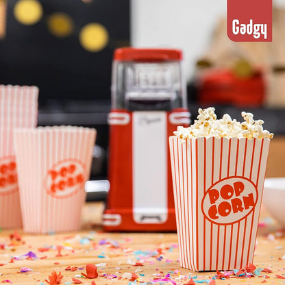 Popcorn Machine - Retro Popcorn Maker - Hot Air Popcorn Popper - Fat Free Oil Free Gourmet Popcorn - Healthy Snack