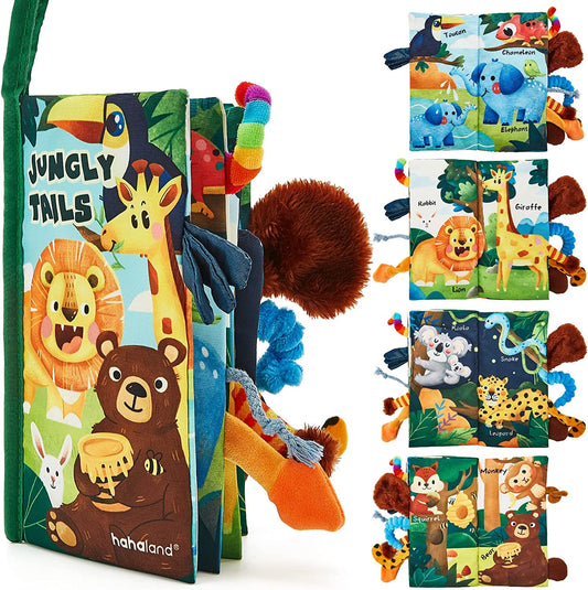 Baby Book Baby Toys Jungle Tails Sensory Books for Babies Touch and Feel Soft Books, Crinkle Paper Baby Essentials for Newborn Infants Toys, Newborn Gifts for 0 3 6 12 Months Boys Girls