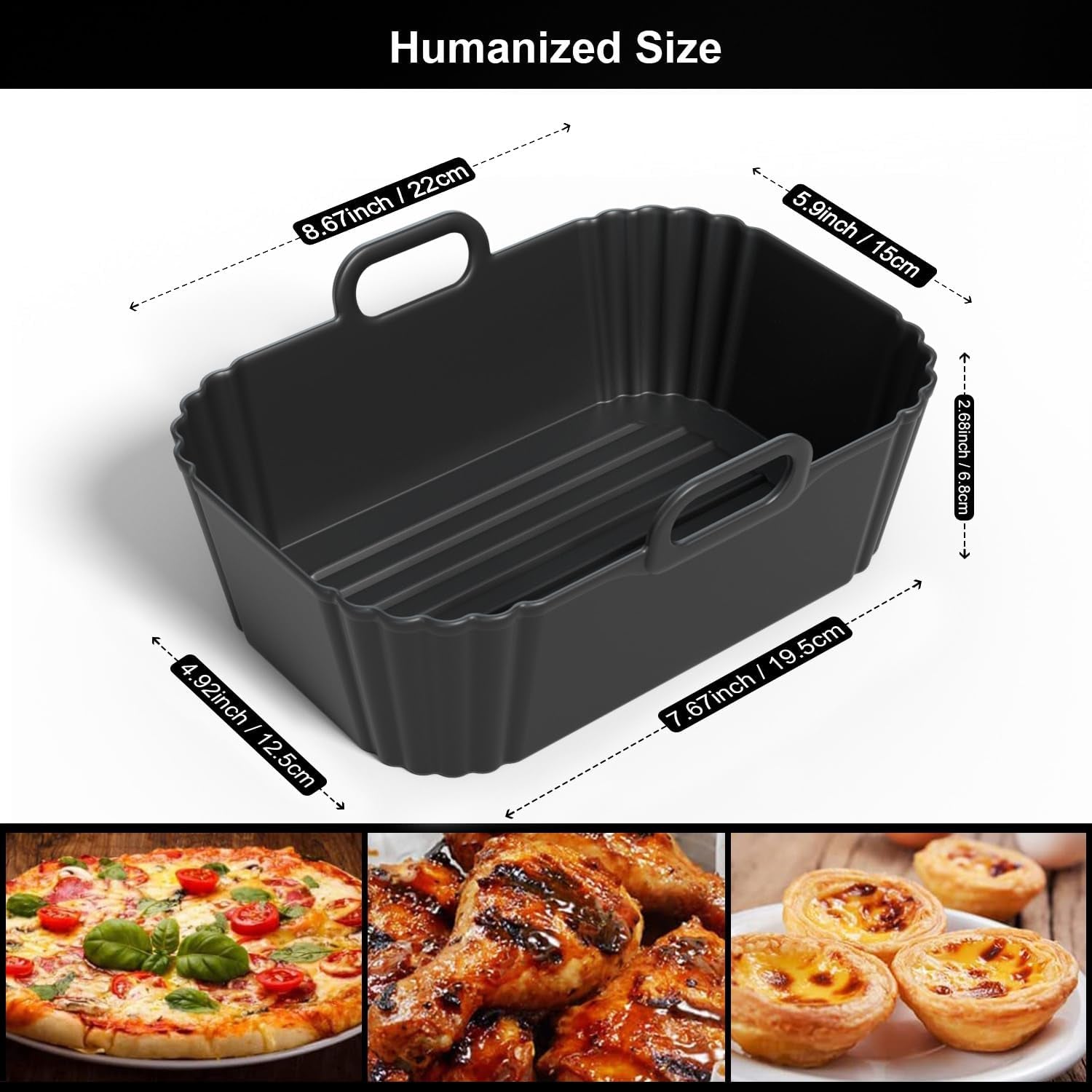 Silicone Air Fryer Liner 2Pack, Ninja Air Fryer Accessories, Repeatable Silicone Liners for Ninja Dual Air Fryer AF300UK AF400UK & Tower T17088, Silicone Air Fryer Pot Basket 7.6-9.5L