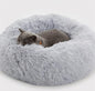 Plush Donut Dog Bed, Calming round Dog Cat Bed Soft and Fluffy Cuddler Pet Cushion Self-Warming Puppy Beds Machine Washable, Grey 50Cm