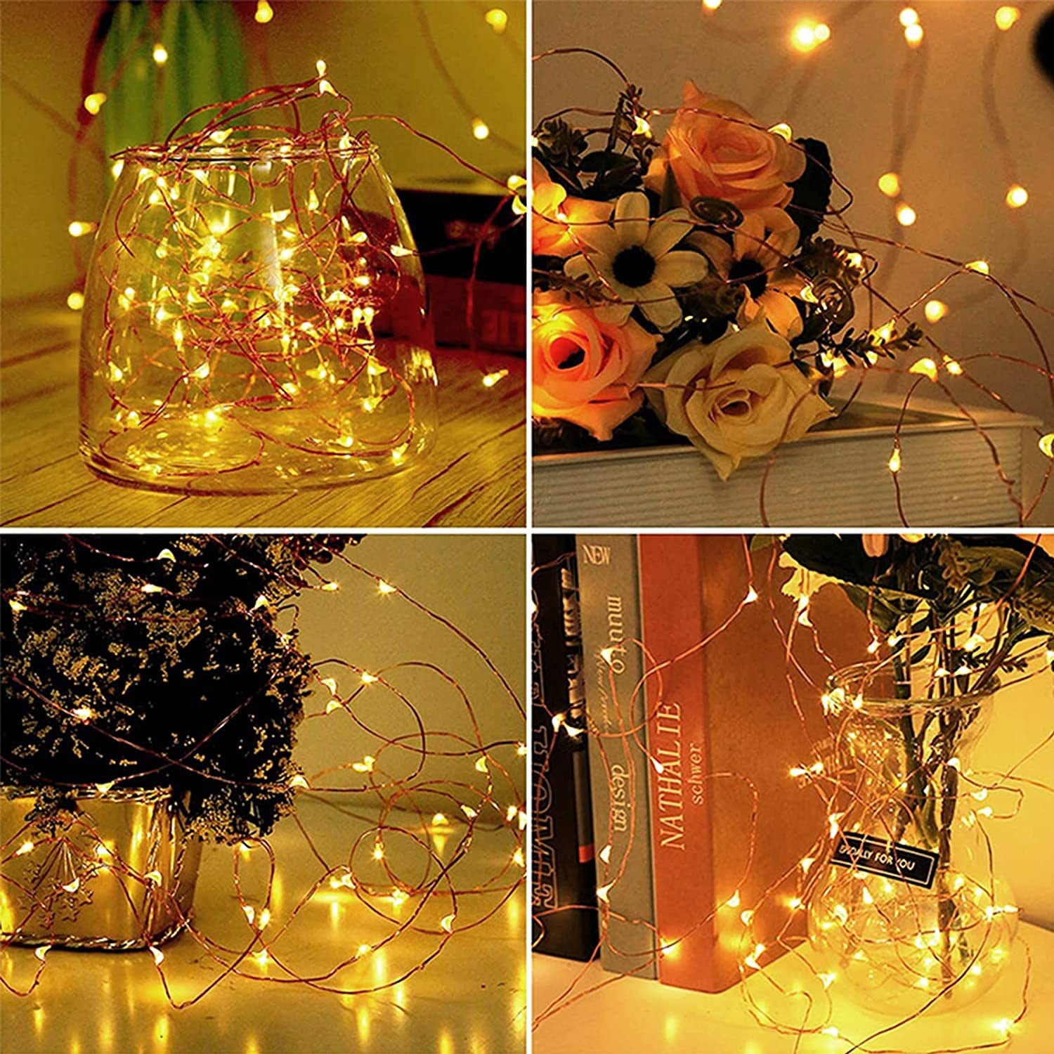 Fairy Lights, 50 LED Battery Operated String Lights Copper Wire Light for Indoor Outdoor Lighting, Bedroom, Wedding Decor, Party, Christmas, Tree Decoration(5M/16Ft,Warm White)