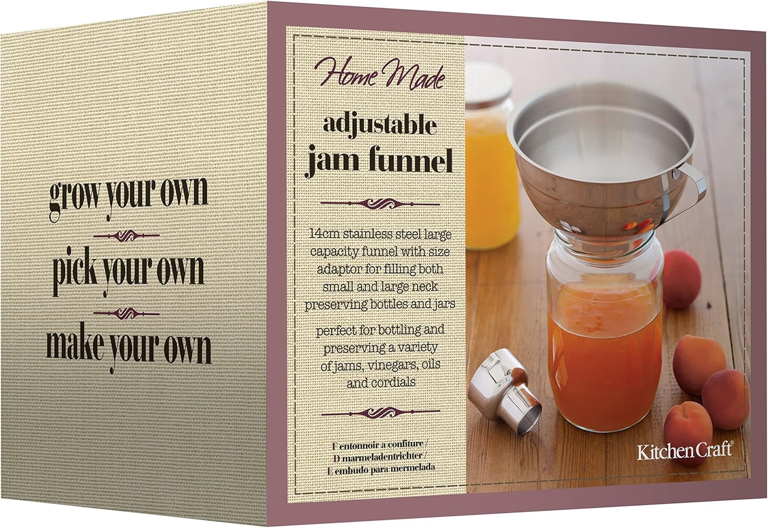 Home Made Jam Funnel in Gift Box, Adjustable, Stainless Steel, 14.5 Cm, Silver