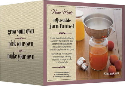 Home Made Jam Funnel in Gift Box, Adjustable, Stainless Steel, 14.5 Cm, Silver