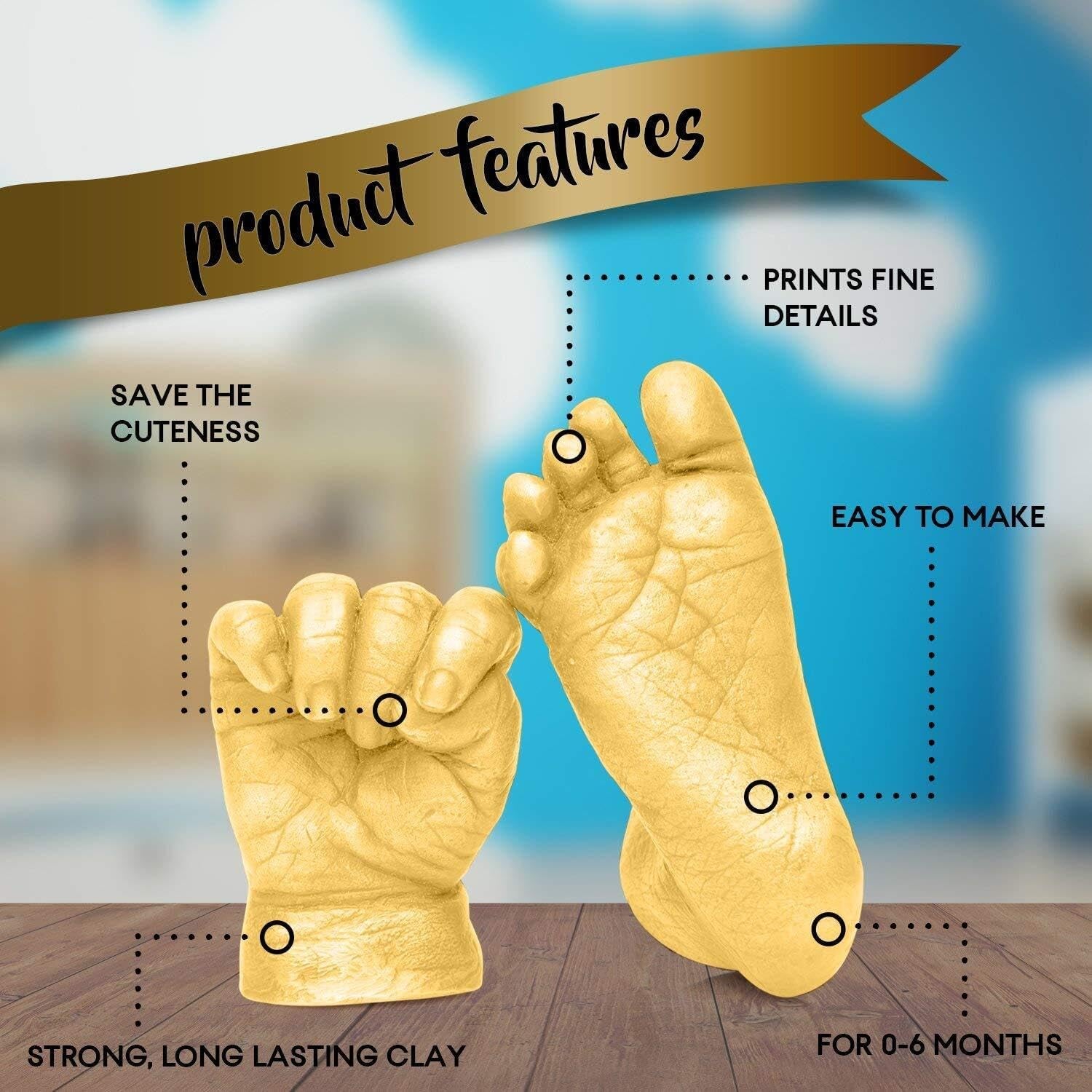 - Baby Handprint & Footprint Casting Kit, 3D Moulding Gift Set, Memories, Keepsakes, for Kids or Newborn, Baby Shower Presents