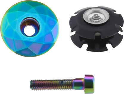 Bicycle Headset Cap Aluminium Alloy Mountain Bike Front Fork Stem Top Cap Bowl Cover with Screw for 28.6Mm Threadless Shaft and Fork