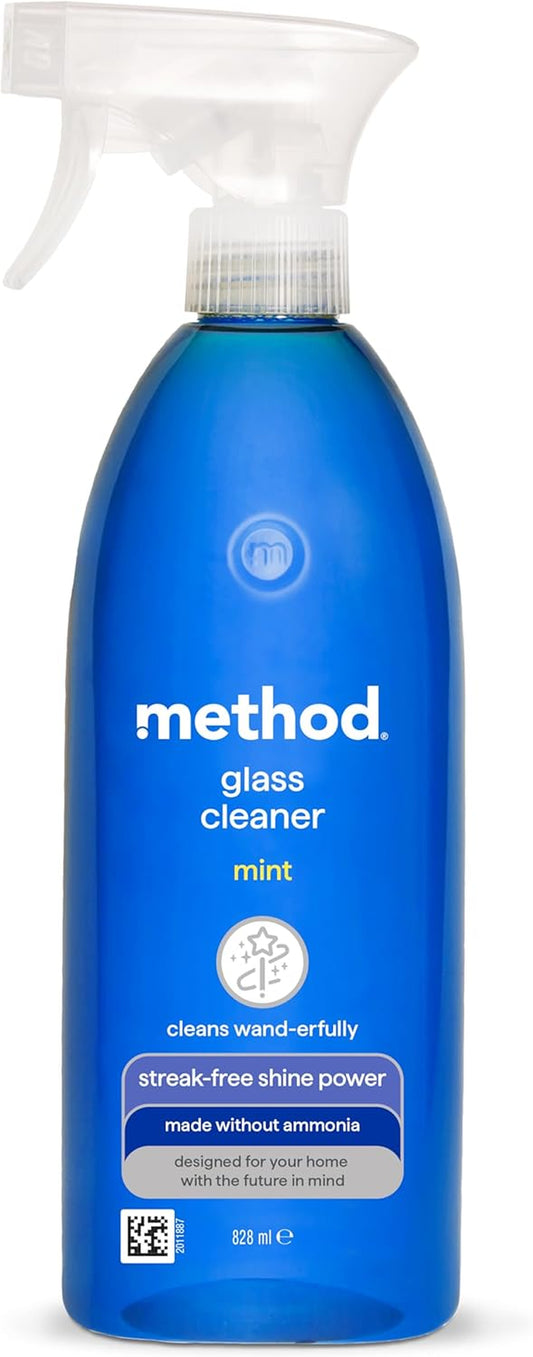 Glass Cleaner Spray, Window and Stainless Steel Glass Spray, Fresh and Vibrant Mint Scent, Pack of 1, 1 X 828 Ml