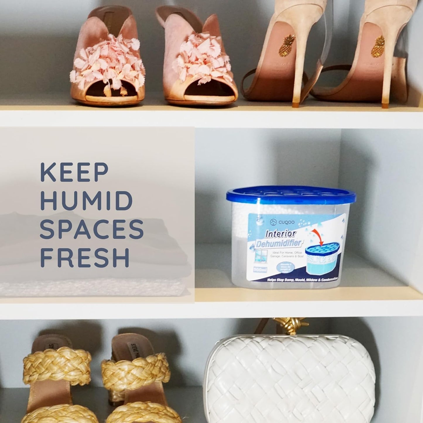 Disposable Dehumidifier for Home 500Ml, Pack of 10 Moisture Absorber Dehumidifiers for Damp, Mould, Kitchen, Wardrobe, Bedroom, Caravan, Office, Garage, Bathroom - Mini Condensation Absorbers