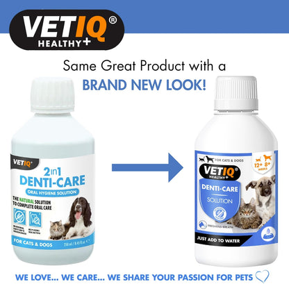 Denti-Care Solution for Cats & Dogs, Simply Add to Drinking Water to Reduce Dental Plaque and Freshen Bad Breath, 250 Ml