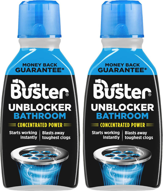 Bathroom Drain Unblocker 300Ml, Pack of 2 – Sink Unblocker Removes Hair & Sludge in Showers, Baths & Sinks. Fast-Acting Shower Drain Unblocker Clears Blockages & Slow-Draining Water