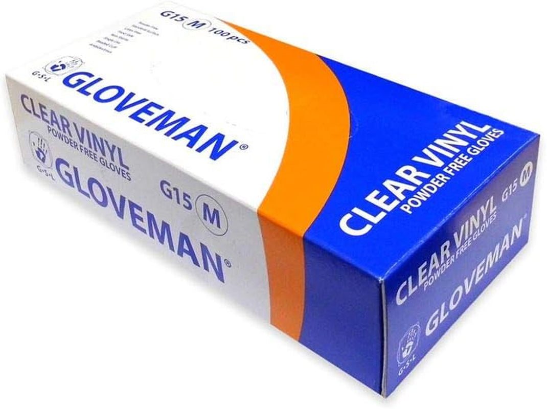 Gloveman Clear Vinyl Gloves (Box of 100) (Medium)