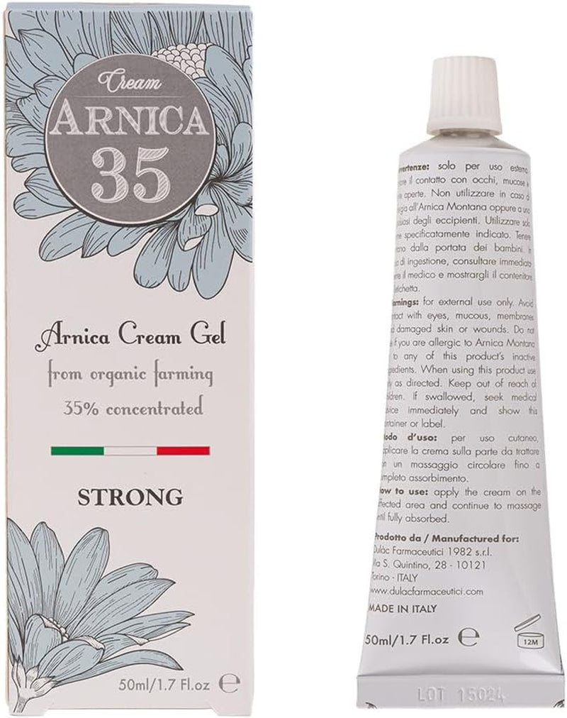 Dulàc - Arnica Cream for Bruising and Swelling 50 Ml, Rich in 35% Organic Arnica Montana Extracts, Bruise Cream Extra Strong Also Ideal for Muscle and Joint Relief, Swelling and Edema