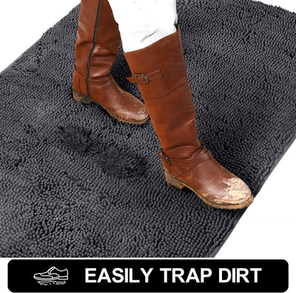 Door Mats Indoor Bath Mat Non Slip Dirt Trapper Doormat Soft Absorbent Entrance Rug Floor Mat Indoor Mats for Front Back Door, Entryway,Bathroom,Pets and Dogs (Grey M, 50X80)