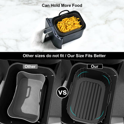 Silicone Air Fryer Liner 2Pack, Ninja Air Fryer Accessories, Repeatable Silicone Liners for Ninja Dual Air Fryer AF300UK AF400UK & Tower T17088, Silicone Air Fryer Pot Basket 7.6-9.5L