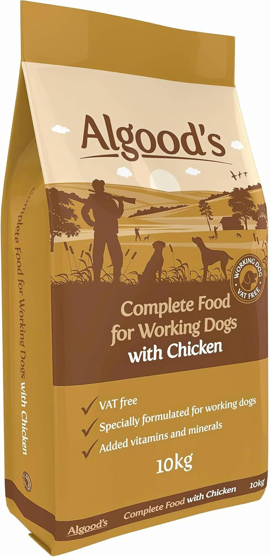 Algoods Complete Dry Dog Food with Chicken 10Kg, High Protein Dog Food Dry for Working Dogs, Dog Biscuits for Large and Small Breeds