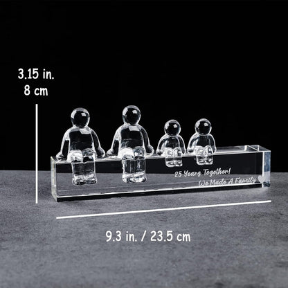 Crystal Silver 25Th Wedding Gifts on Anniversary for Her Wife, 25 Years Together We Made a Family Glass Ornament Keepsake for Parents (2 Children)