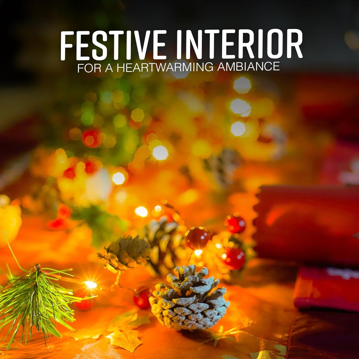 Christmas Garland - 2M Pre-Lit Decoration with 20 Leds for Fireplace, Indoor, and Stairs