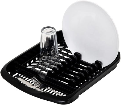 516468 Plate Dish Draining Rack, Soft Black, 33 X 39.5 X 6 Cm