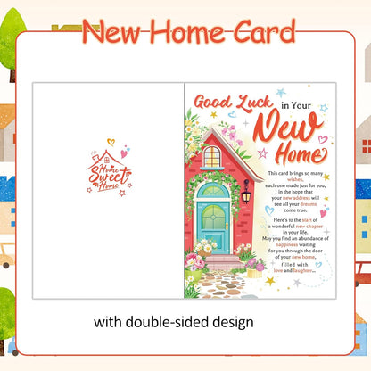 New Home Gifts, New Home Card, Good Luck in Your New Home Cards, New House Cards with New Home Keyring, House Warming Gifts New Home Gift, Housewarming Gifts for Friends Couples and Family