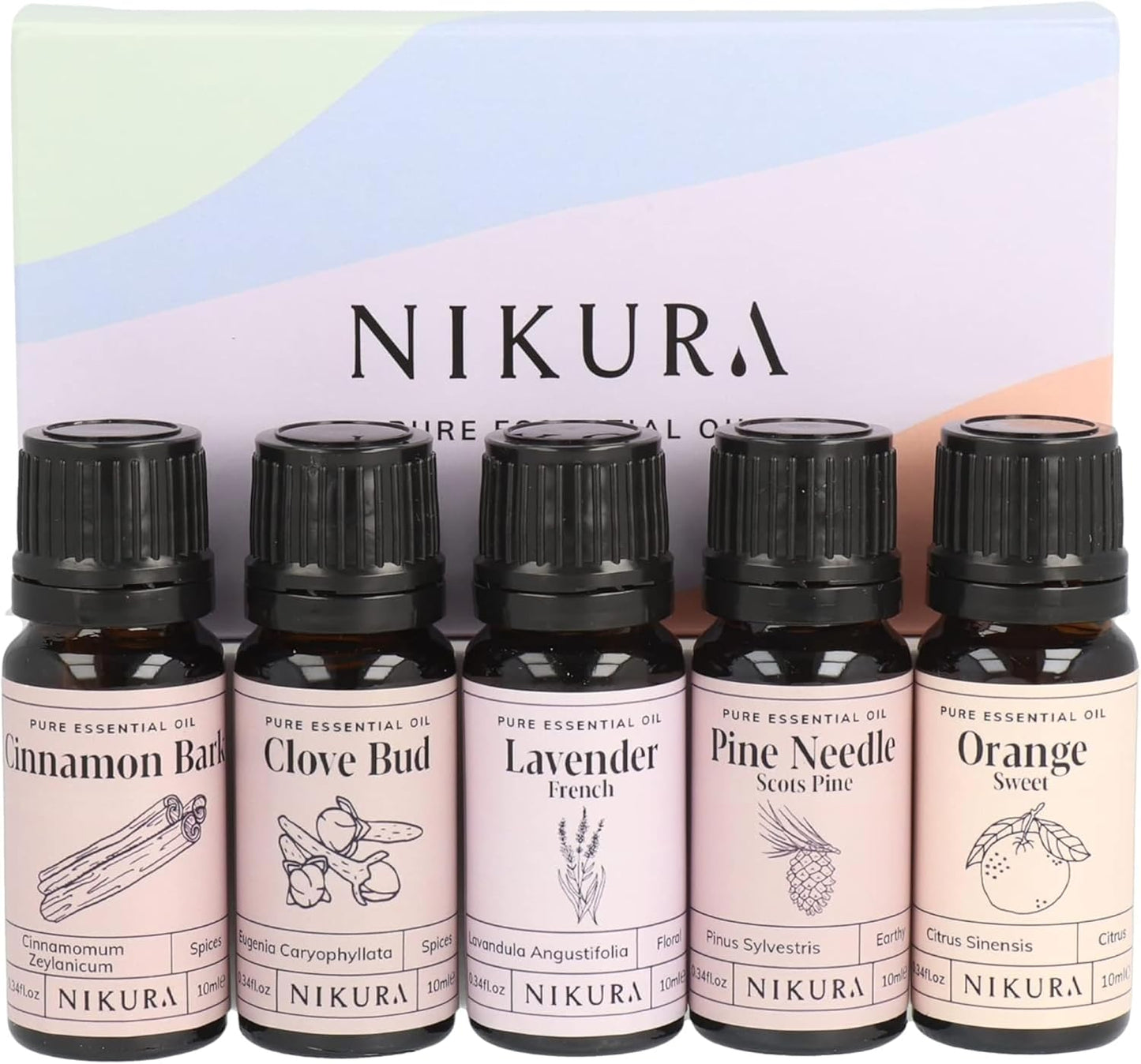 Winter Essential Oils Gift Set - 5 X 10Ml | Essential Oils for Diffusers for Home, Aromatherapy, Candle & Soap Making | Cinnamon Bark, Clove Bud, Lavender, Pine, Sweet Orange | UK Made