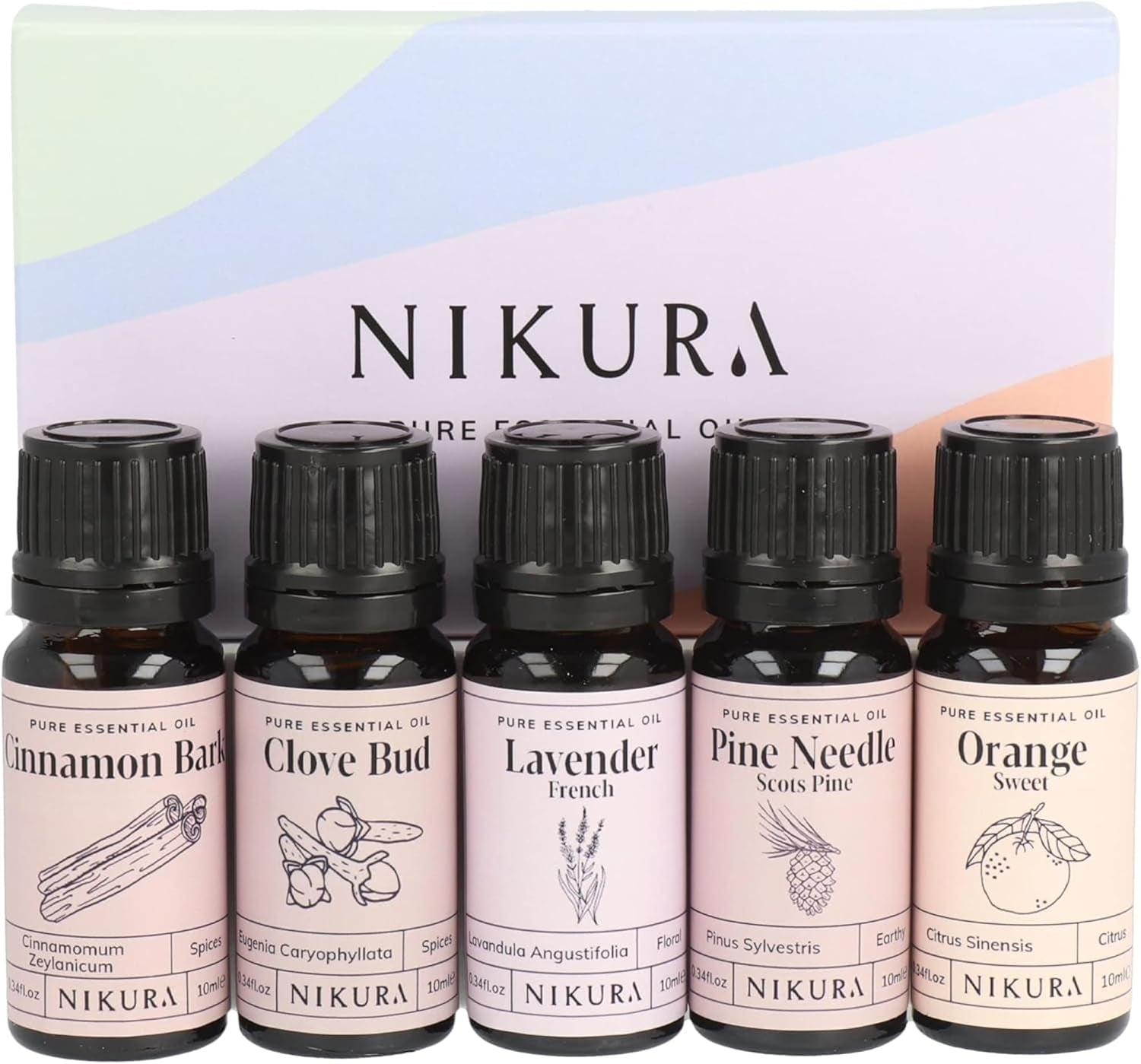 Winter Essential Oils Gift Set - 5 X 10Ml | Essential Oils for Diffusers for Home, Aromatherapy, Candle & Soap Making | Cinnamon Bark, Clove Bud, Lavender, Pine, Sweet Orange | UK Made