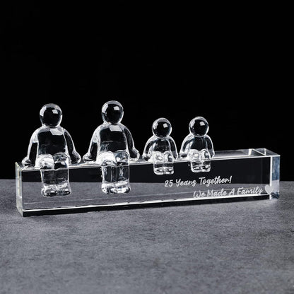 Crystal Silver 25Th Wedding Gifts on Anniversary for Her Wife, 25 Years Together We Made a Family Glass Ornament Keepsake for Parents (2 Children)