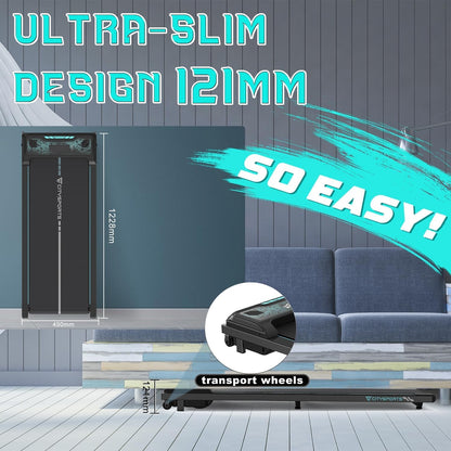 Treadmills for Home,Under Desk Treadmill Ultra Slim Walking Pad with Remote,Led Display and Bluetooth Speaker,Compact Motorised Treadmill,No Assembly