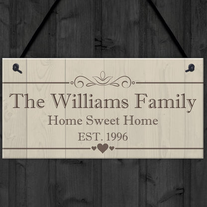Personalised Family Name Plaque Housewarming New Home Gift Handmade Hanging House Sign