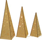 Wooden Pyramid Christmas Trees with Warm White LED Lights Decoration - Multi-Colour, Set of 3
