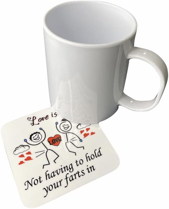 Love Is Not Holding Your Farts in Present for Wife Husband Boyfriend Girlfriend Coaster for Valentine'S Day