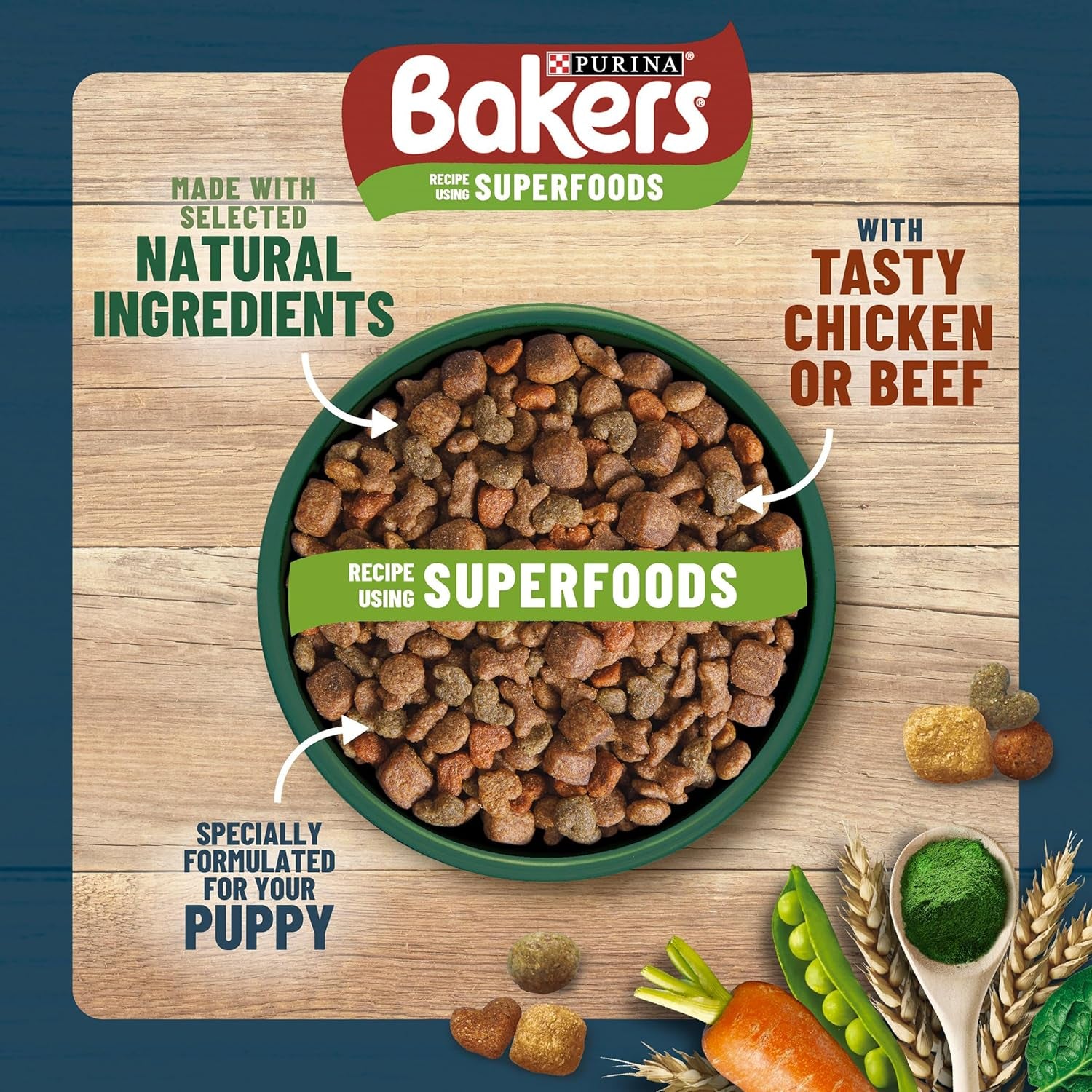Puppy Dry Dog Food Chicken and Veg 2.85Kg, Pack of 4