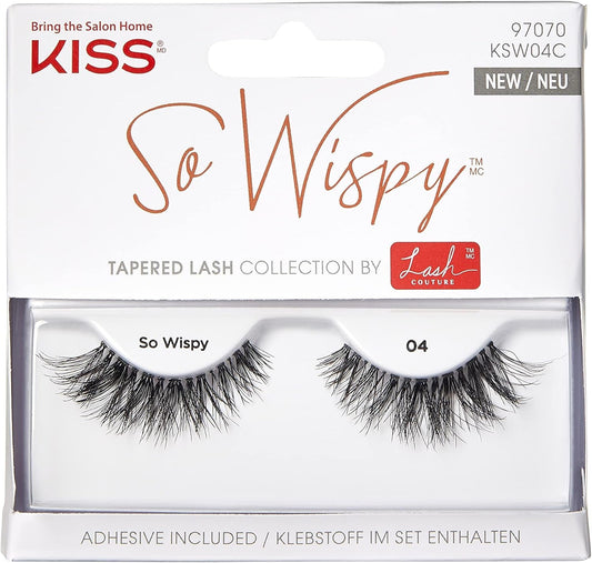 Lash Couture so Wispy Collection 1 Pair of Volumizing Fake Lashes, Style 04, with Tapered Ends and Aloe Infused Lash Glue