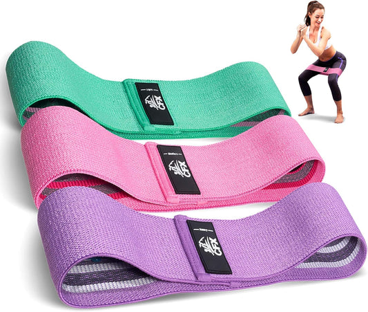 Resistance Bands Set, Exercise Bands with Non-Slip Design for HIPS & Glutes, 3 Levels Workout Bands for Women and Men, Booty Bands for Home Fitness, Yoga, Pilates